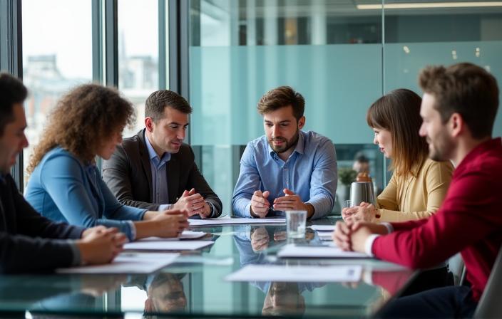 The IsleDash team collaborating in a sleek London technology office